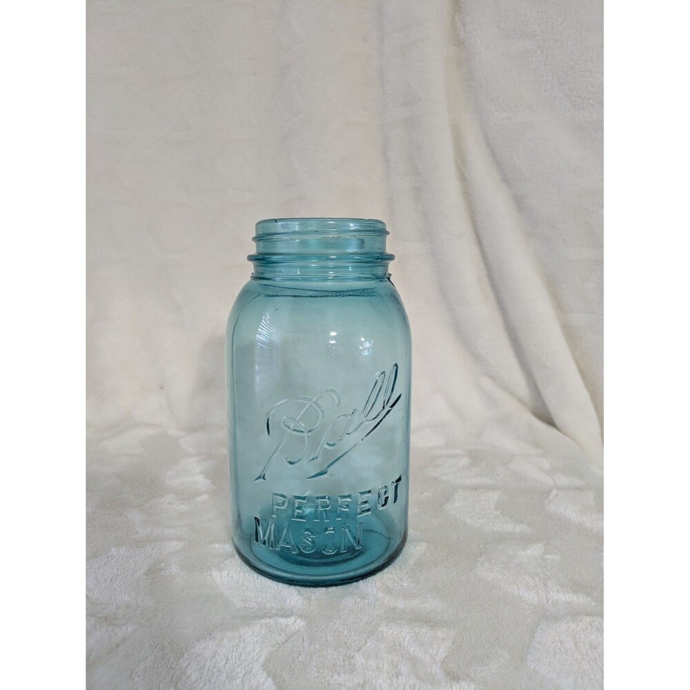 Vintage Ball Perfect Mason Blue Quart Mason #3 Jar 1923-1933